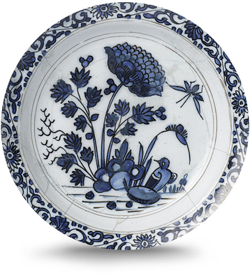 Rond schilderij aluminium Delfts blauwe borden