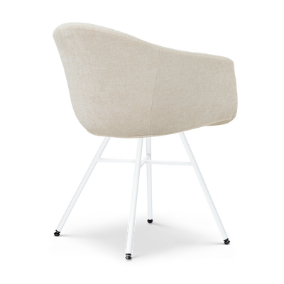Eetkamerstoel Noa-Otis wit onderstel met armleuningen