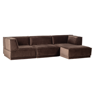 Manu chaise longue bank rechts velvet bruin [fsc]
