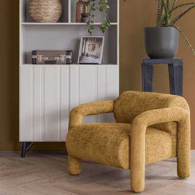 Lenny fauteuil met dessin grijsblauw