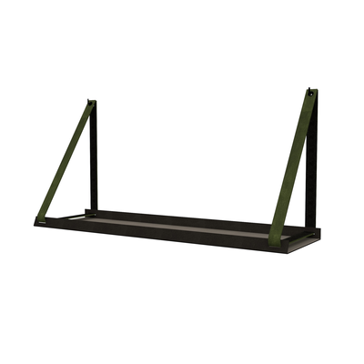 Stalen wandplank 98x20cm - incl. leren plankdragers
