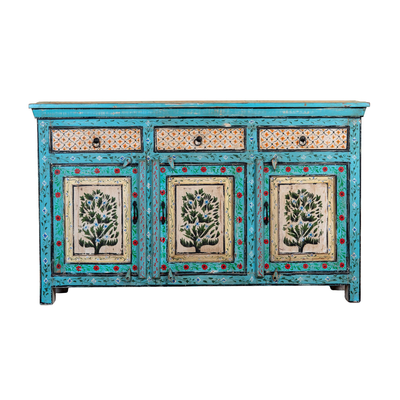 Kaveh - Handbeschilderd Oud Houten Dressoir 