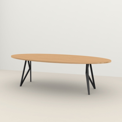 Studio HENK tafel Butterfly Ovaal - zwart frame, hardwax light 3041