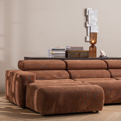 Novi chaise longue element arm links ribstof terra