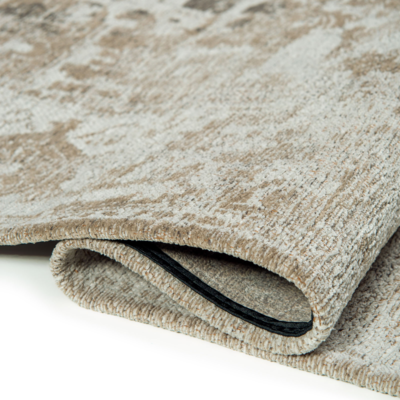 Vloerkleed Heris grijs met sierlijke motieven in het midden, vervaagde kleuren en texturen, antieke look