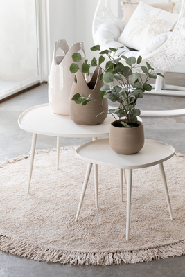 Rond vloerkleed boho franjes beige