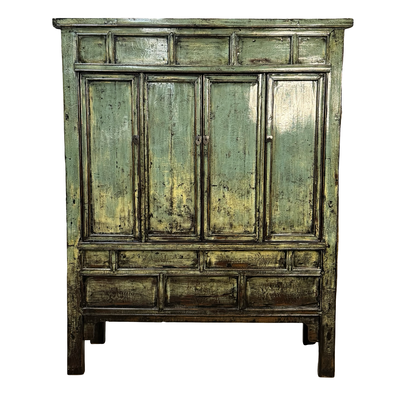Kast 4deur blauw/groen lak uniek