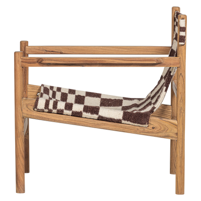 Zano fauteuil hout bruin met kelim zitting naturel
