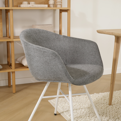 Eetkamerstoel Noa-Otis wit onderstel met armleuningen