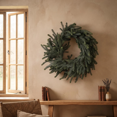 Kunst kerstkrans blauwspar
