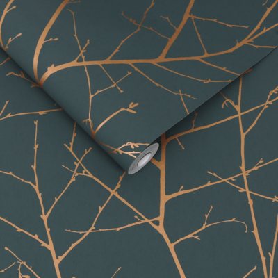 Graham &amp; Brown vliesbehang boreas teal / copper