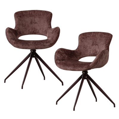 Eliva eetkamerstoel structure velvet paars - set van 2