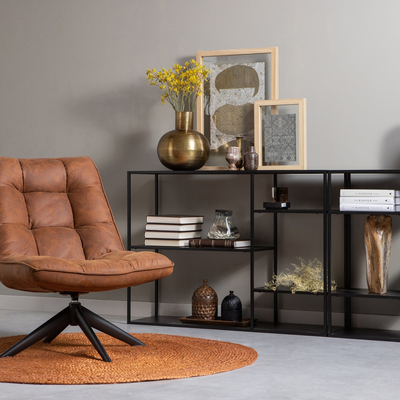 Jouke draaifauteuil chenille structuur roestbruin [fsc]