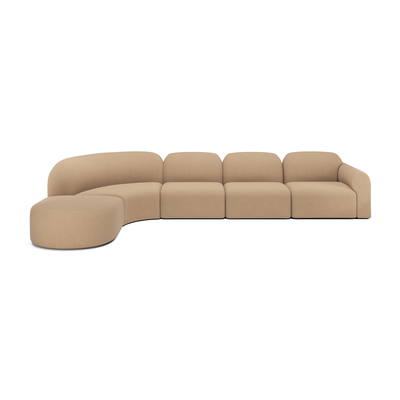 Bulky modulaire bank set - 4/5 seat met footstool - light sepia 