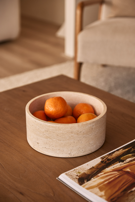 Travertine fruitschaal