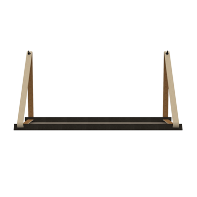 Stalen wandplank 70x20cm - incl. leren plankdragers