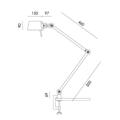 Tonone bureaulamp Bolt 2 arms Clamp