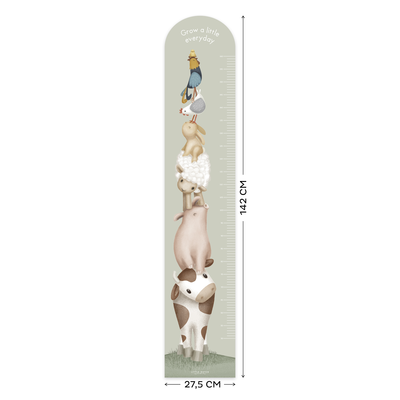 Groeimeter muursticker Little Farm