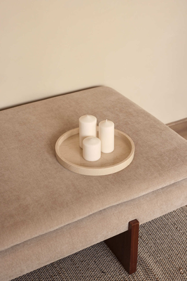 Dienblad rond met rand Beige 