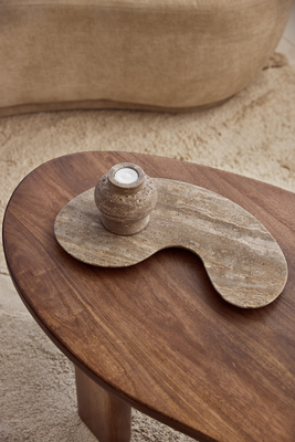 Organisch dienblad Titanium travertine kidney 40x23cm
