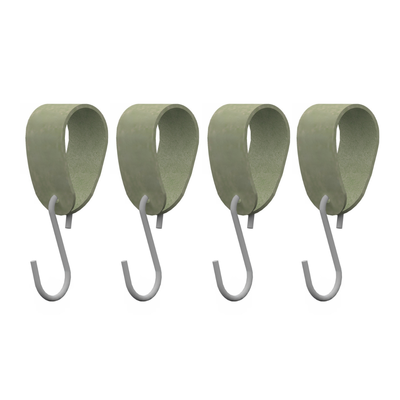S-haakje wit + leren hanger - Maat M - set van 4