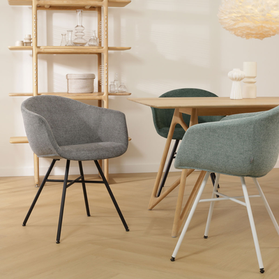 Eetkamerstoel Noa-Otis wit onderstel met armleuningen