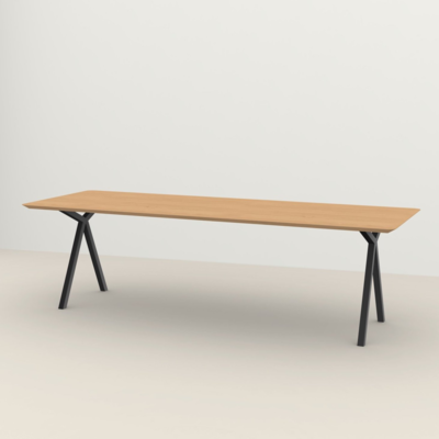 Studio HENK tafel Slim X-type Rechthoekig - zwart frame, hardwax light 3041
