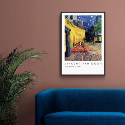 Walljar poster ingelijst - Vincent van Gogh - Caféterras Bij Nacht