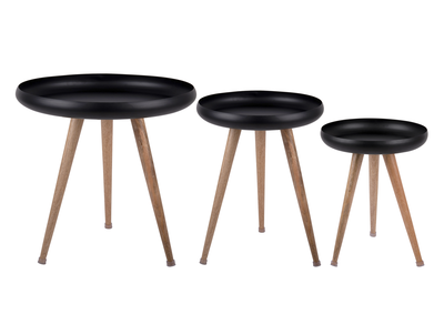 Bijzettafel Tripod zwart - set van 3
