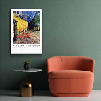 Walljar poster ingelijst - Vincent van Gogh - Caféterras Bij Nacht