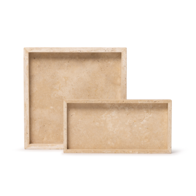 Travertine dienblad met rand 30x30cm - crème