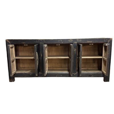 Dressoir 6dr zwart/beschilderd uniek