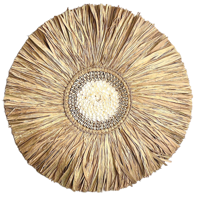 Zeegras met schelpen wandornament Bulan Ø60cm