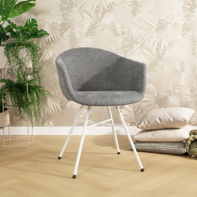 Eetkamerstoel Noa-Otis wit onderstel met armleuningen