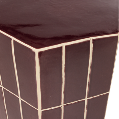 Plu decoratieve bijzettafel 42x30x26 cm keramiek paars