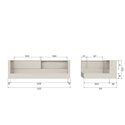 Carter hoekbed links/rechts grenen wit [fsc]