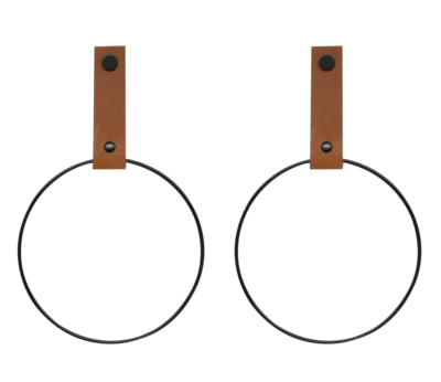 Leren handdoekring maat M (ring zwart)