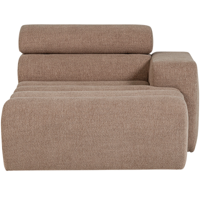 Novi chaise longue element arm rechts boucle karamelbruin