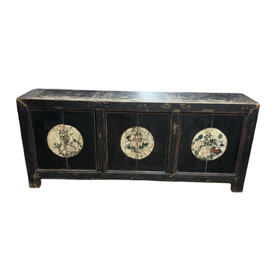 Dressoir 6dr zwart/beschilderd uniek