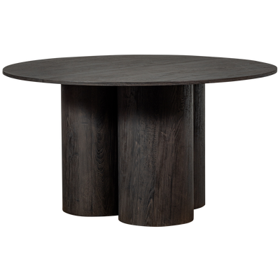 Oona eettafel rond met 3-poot mdf donkerbruin o140 cm