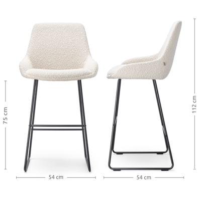 Barkruk Nino-Isa zwart onderstel - 75 cm
