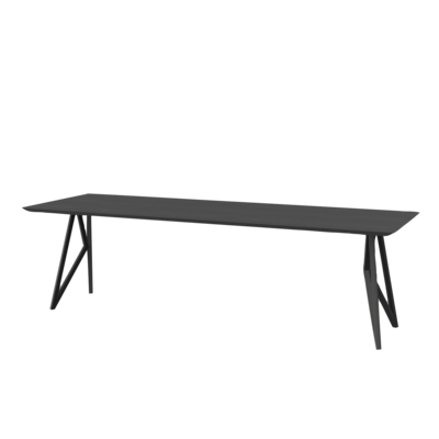 Studio HENK tafel Butterfly Rechthoekig - zwart frame, zwarte beits 180 x 90 | Zwarte Beits | Verjongde Rand | Frame Zwart