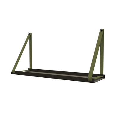 Stalen wandplank 70x20cm - incl. leren plankdragers