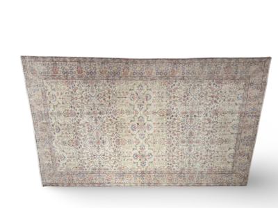 Vloerkleed vintage crème met bloemen