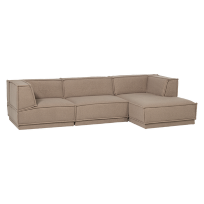 Manu chaise longue bank rechts velvet bruin [fsc]