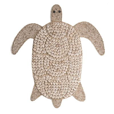 Schildpad naturel schelpen/kraaltjes Medium 50cm