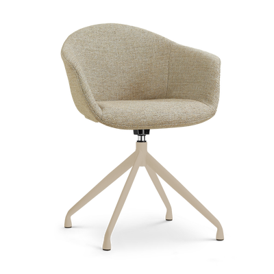 Draaibare eetkamerstoel Nola-Otis met armleuningen - beige onderstel