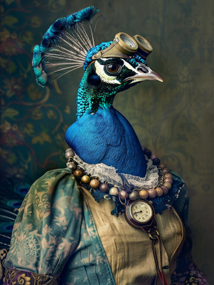 Canvas schilderij van een pauw