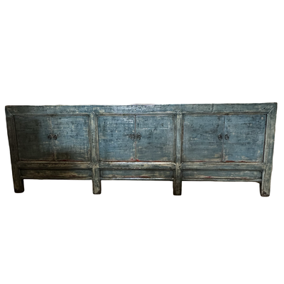 Dressoir 6dr blauw glans 256x45x92 uniek lak