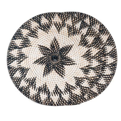 Set van 2 rotan placemats onderzetter zwart/naturel